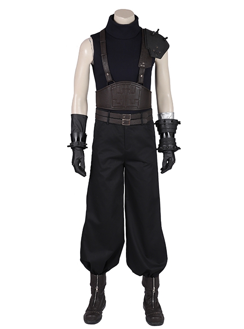 Final Fantasy VII Remake Halloween Cosplay Cloud Strife Dark Blue Version Accessories Black Wrist Guard Components And Gloves