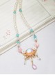 Vintage Palace Hanfu Chinese Tang Style Ceramic Glaze Jewellery Accessory Pearl Flower Classic Lolita Necklace