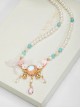 Vintage Palace Hanfu Chinese Tang Style Ceramic Glaze Jewellery Accessory Pearl Flower Classic Lolita Necklace