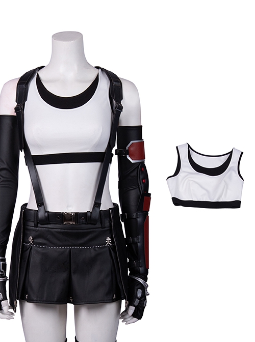 Final Fantasy VII Remake Halloween Cosplay Tifa Lockhart New Version Costume White Vest