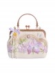 Quiet Iris Series Chinese Style Elegant Element Embroidery Cheongsam Pearl Tassel Pendant Classic Lolita Lapel Bag