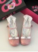 Cute Japanese Versatile Gradient Color Heart Shaped Rhinestones Bowknot Sweet Lolita Round Toe Mary Jane Leather Shoes