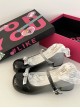 Cute Japanese Versatile Gradient Color Heart Shaped Rhinestones Bowknot Sweet Lolita Round Toe Mary Jane Leather Shoes