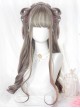 Gentle Flax Gray Partial Hair Dye Pink Fluffy Airy Bangs Big Wave Long Curly Hair Classic Lolita Full Head Wig