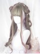 Gentle Flax Gray Partial Hair Dye Pink Fluffy Airy Bangs Big Wave Long Curly Hair Classic Lolita Full Head Wig