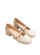Elegant Lady White Fairy Style Square Head Pearl Classic Lolita Thick Heel Daily Commute Mary Jane Shoes