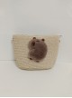 Summer Beige Brown Straw Pastoral Style Cute Childlike Sleeping Guinea Pig Single Strap Crossbody Sweet Lolita Bag