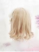 Daily Elegant Light Golden Color Flat Bangs Sweet Lolita Girly Lively Cute Roman Roll Short Curly Hair Wig