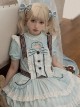 Sea Salt Cookie Series Chocolate Biscuit Bowknot Light Blue Heart Shaped Hollow Big Pocket Sweet Lolita Puff Sleeve Dress Set