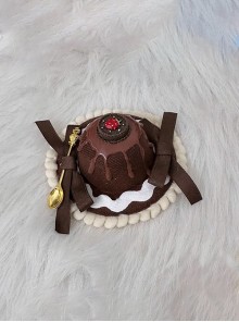 Simulation Handmade Chocolate Jam Cake Ribbon Bowknot Golden Spoonsweet Lolita Small Round Hat