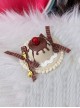 Simulation Handmade Chocolate Jam Cake Ribbon Bowknot Golden Spoonsweet Lolita Small Round Hat