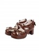 POP Candy Series Retro Doll Polka Dot Bowknot Cross Strap Sweet Lolita Round Head High Heal Lady Shoes