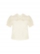 New Chinese Style Retro Jacquard Dark Pattern Auspicious Cloud Buckle Polka Dot Mesh Yarn Classic Lolita Puff Sleeve Blouse