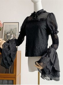 Moon Cage Yarn Series Elegant Palace Style Noble Gorgeous Retro Mesh Yarn Ruffles Lace Classic Lolita Princess Sleeves