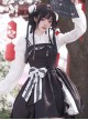 Bamboo Leaf Dark Pattern Jacquard New Chinese Style Elegant Bowknot Black Classic Lolita Sleeveless Suspender Dress