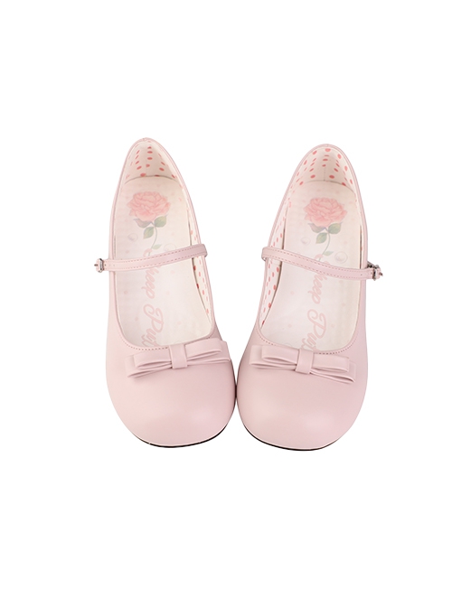 Doll Series Matte Retro Little Bowknot Thin Shoelaces Sweet Lolita Middle Heel Round Toe Mary Jane Shoes