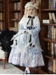 Tsubaki Garden Series Alice Light Blue Japanese Style Bowknot Classic Lolita Yarn Apron Maid Wide Sleeves Printing Dress