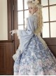 Tsubaki Garden Series Alice Light Blue Japanese Style Bowknot Classic Lolita Yarn Apron Maid Wide Sleeves Printing Dress