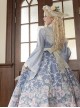 Tsubaki Garden Series Alice Light Blue Japanese Style Bowknot Classic Lolita Yarn Apron Maid Wide Sleeves Printing Dress