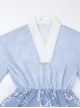 Tsubaki Garden Series Alice Light Blue Japanese Style Bowknot Classic Lolita Yarn Apron Maid Wide Sleeves Printing Dress