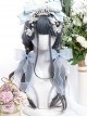 Gray Blue Gradient Flat Bangs Dark Haze Blue Versatile Daily Slightly Curly Long Hair Classic Lolita Full Head Wig