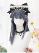 Comic Style Versatile Mixed Blue Air Bangs Middle Long Straight Hair Classic Lolita Full Head Wig