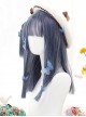 Comic Style Versatile Mixed Blue Air Bangs Middle Long Straight Hair Classic Lolita Full Head Wig