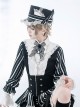 Wonderful Trick Series Retro Elegant Prince Style Ouji Fashion Black White Stripes Gorgeous Lace Hat
