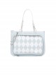 College Style American Retro Diamond Plaid Transparent Layer Peripheral Display School Lolita Crossbody Handheld Shoulder Bag