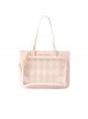 College Style American Retro Diamond Plaid Transparent Layer Peripheral Display School Lolita Crossbody Handheld Shoulder Bag