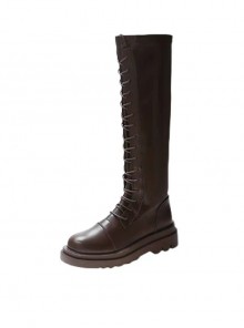 British Style Versatile Handsome Strappy Tall Ouji Fashion Punk Lolita Round Toe Thick Bottom Knight Martin Boots