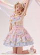 Party Bunny Series Daily Pink Cute Gorgeous Cake Desserts Print Bowknot Sweet Lolita Sleeveless Dress Doll Ribbon Hairpin Set