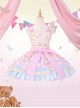 Party Bunny Series Daily Pink Cute Gorgeous Cake Desserts Print Bowknot Sweet Lolita Sleeveless Dress Doll Ribbon Hairpin Set