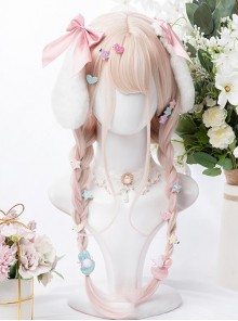 Colorful Candy Series Japanese Harajuku Soft Pink Girl Orange Gradient Slightly Curly Long Hair Sweet Lolita Wig