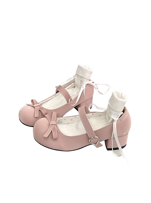 Korean Style Spring Fashion Cute Doll Sense Ribbon Bowknot Cute Round Toe Sweet Lolita Low Heels Mary Jane Shoes