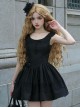 Night Traveller Series Black Round Neck Lace Ruffle Noble Stylish Classic Lolita Sleeveless Pleated Short Dress