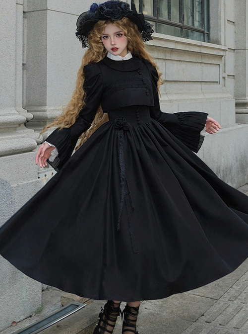 Night Traveller Series Stylish Elegant Lady Black Rose Long Lace Ribbon Classic Lolita Waist Decoration