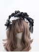 Princess Style Handmade Gorgeous Elegant Black Yarn Ribbon Bowknot White Lace Classic Lolita Hairband