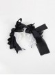 Princess Style Handmade Gorgeous Elegant Black Yarn Ribbon Bowknot White Lace Classic Lolita Hairband