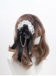 Gorgeous Elegant Lady Handmade Black Ribbon Bowknot Rose Pearl Chain White Lace Classic Lolita Brooch