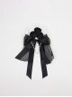 Gorgeous Elegant Lady Handmade Black Ribbon Bowknot Rose Pearl Chain White Lace Classic Lolita Brooch