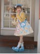 Cat Holiday Series Print Daily Yellow Blue Plaid Doll Collar Cute Bowknot Bag Sweet Lolita False Two Piece Suit Dress