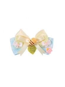 Macaron Colorful Celebration Sweet Lolita Flower Lace Ribbon Bowknot Cute Bee Heart Shape Pendant Hairpin