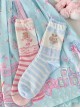 Japanese Style Cute Bear Cake Stripe Print Versatile Daily Cotton Uniformed Fairytale Sweet Lolita Socks