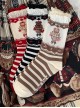 Japanese Style Cute Bear Cake Stripe Print Versatile Daily Cotton Uniformed Fairytale Sweet Lolita Socks