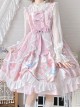 Light Color Garland Bunny Print Big Tailed Trawler Mesh Yarn Dreamlike Summer Sweet Lolita Halter Neck Sleeveless Dress