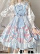 Light Color Garland Bunny Print Big Tailed Trawler Mesh Yarn Dreamlike Summer Sweet Lolita Halter Neck Sleeveless Dress