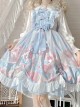 Light Color Garland Bunny Print Big Tailed Trawler Mesh Yarn Dreamlike Summer Sweet Lolita Halter Neck Sleeveless Dress