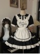 Little Maid Series Daily Versatile Solid Color Ruffled Sweet Lolita White Heart Shape Apron Headband Puff Sleeve Dress