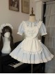 Little Maid Series Daily Versatile Solid Color Ruffled Sweet Lolita White Heart Shape Apron Headband Puff Sleeve Dress